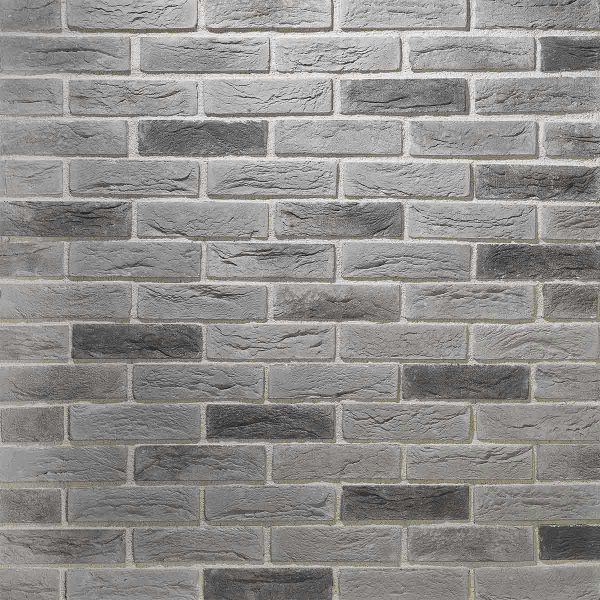 Aura Brick 1001. Thin Brick Veneer in Varying Tones of Gray. 1/2